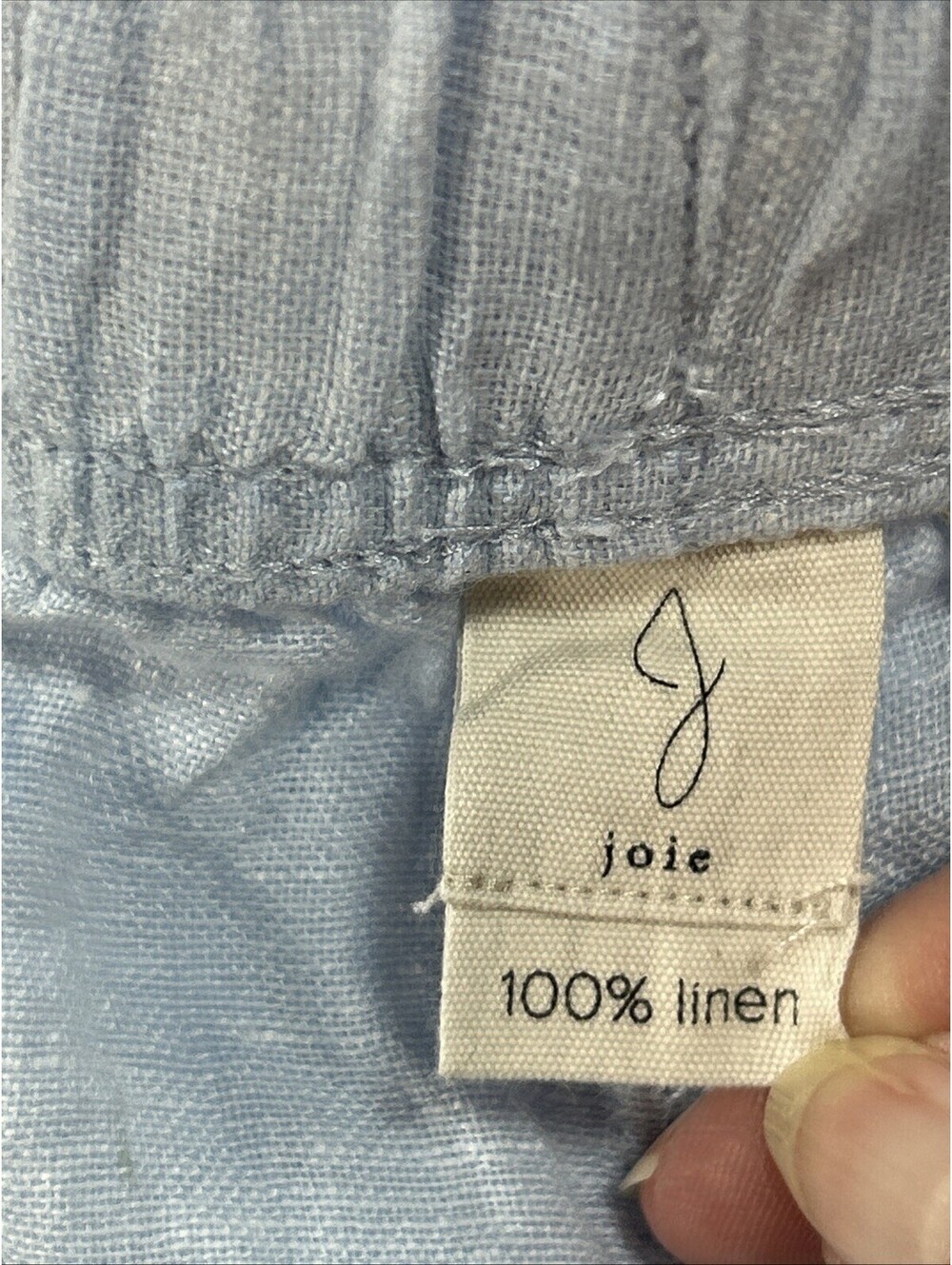 Joie M Pastel Blue 100% Linen Wide Leg Pull-on Cropped Pants Beach Coastal Resor - Picture 4 of 14